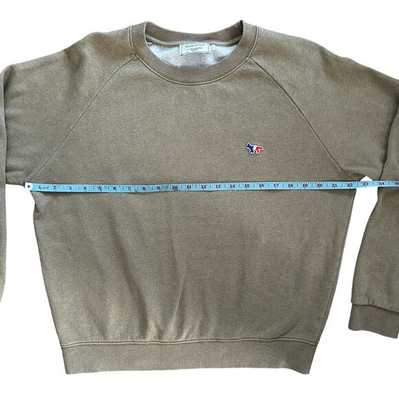 Maison Kitsuné Tricolor Fox Patch Sweatshirt Sand Size L - Picture 6 of 8